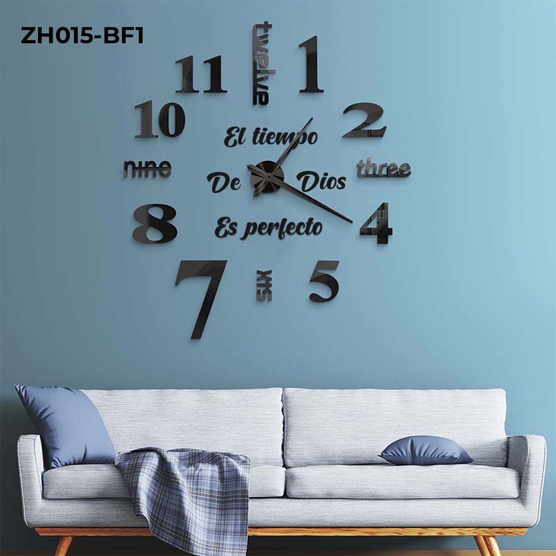 ⏰ Reloj de Pared 3D Grande Adhesivo - Diseño DIY 100-120cm