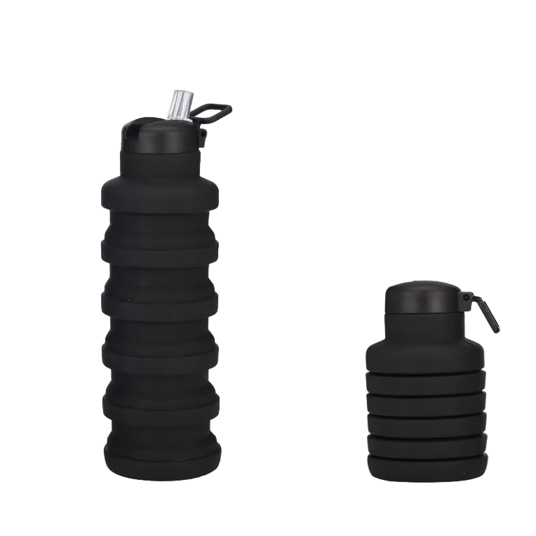 💧 Botella de Agua Plegable con Pitillo 500ml - Portátil y Flexible 🎒