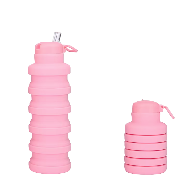 💧 Botella de Agua Plegable con Pitillo 500ml - Portátil y Flexible 🎒
