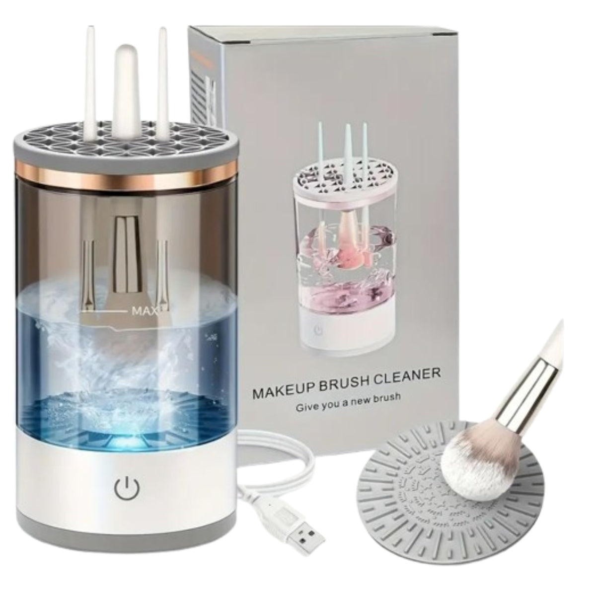 💄 Limpiador de Brochas de Maquillaje Eléctrico - Vibración Sónica USB