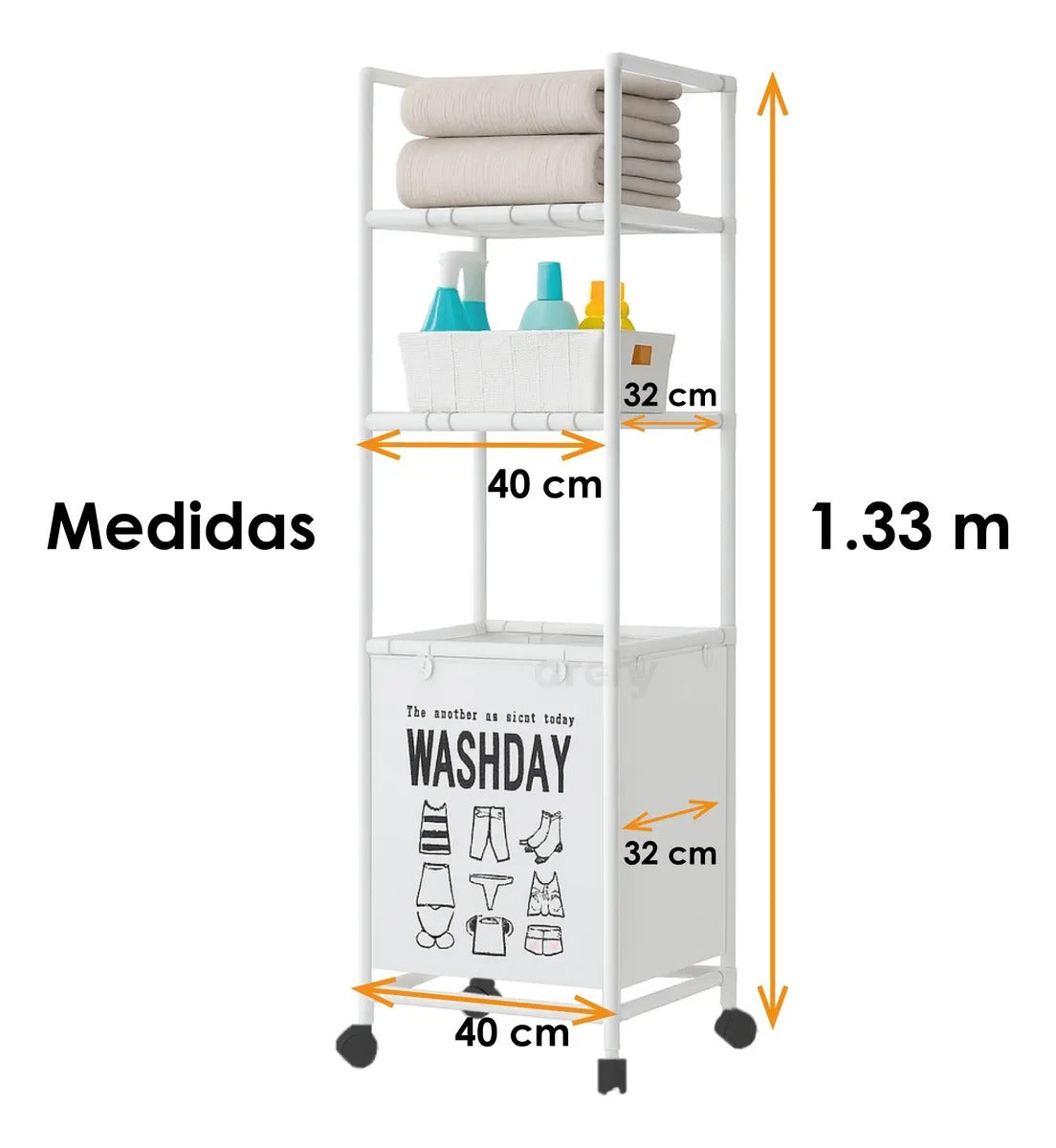 🧺 Cesta Organizadora de Ropa con Ruedas - 3 Niveles Vertical 🛠️
