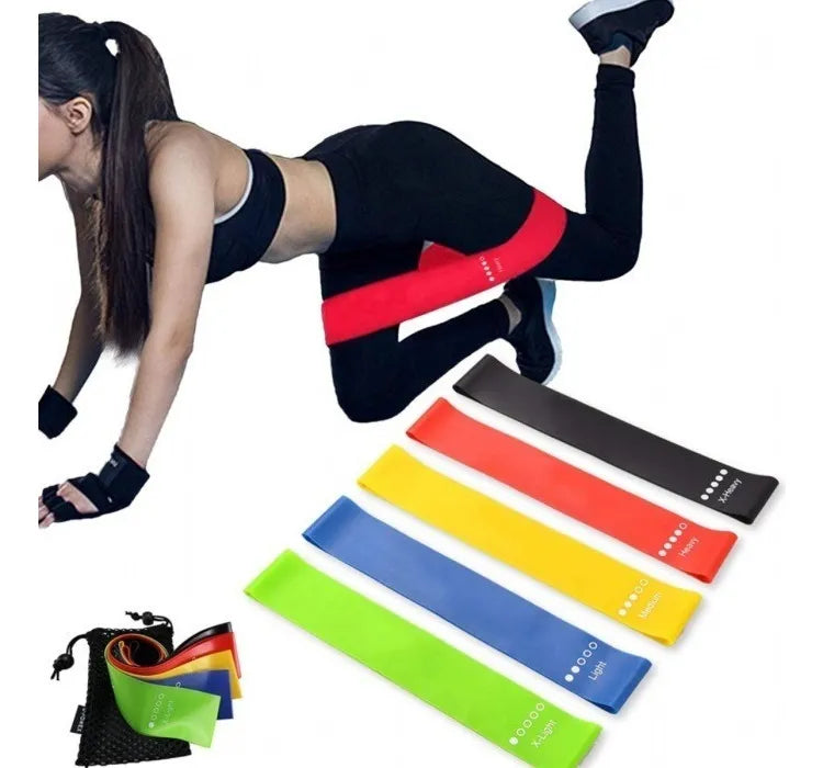 🏋️ Kit 5 Bandas Elásticas Para Gym - Resistencia Ajustable Multicolor