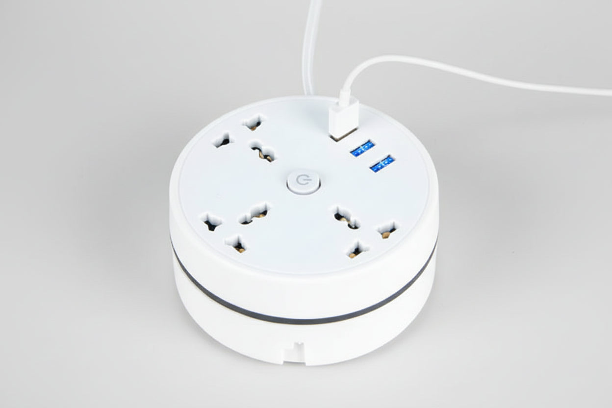 🔌 Extensión Multicarga Enrollable - Cable Retráctil con Múltiples Tomas