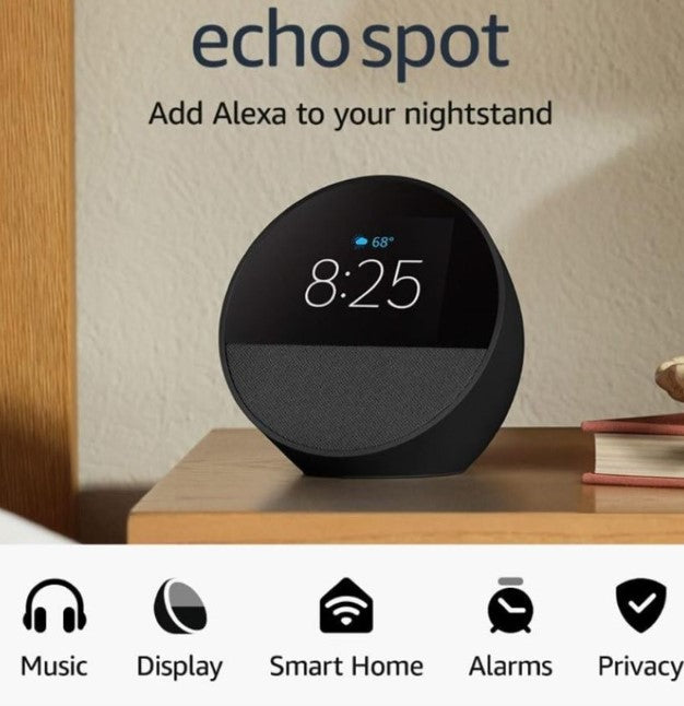 🔊 Amazon Echo Spot - Parlante Inteligente Alexa con Pantalla y Reloj