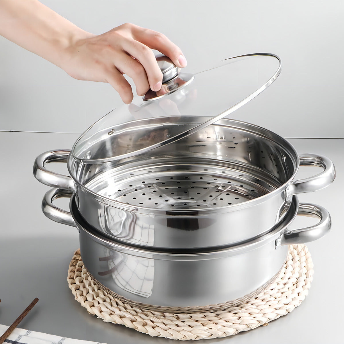 🥦 Olla Vaporera Doble NutriSteam - Cocina Saludable Sin Aceite ⏱️