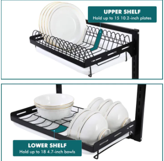 🍽️ Escurridor de Loza de Pared 38cm - 2 Niveles Acero Inoxidable