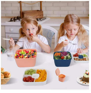 🥗 Recipientes para Ensalada Freshmage - Set 2 Piezas 52oz con Compartimentos