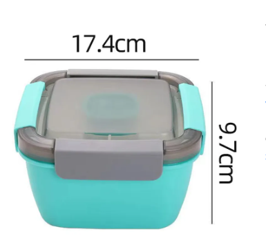 🥗 Recipientes para Ensalada Freshmage - Set 2 Piezas 52oz con Compartimentos