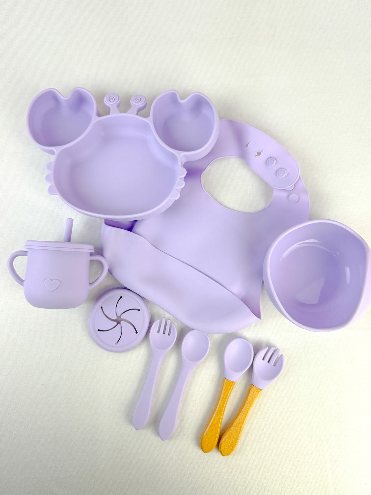 🦀 Vajilla de Cangrejo en Silicona 9 Piezas - Set Completo con Ventosa para Bebé