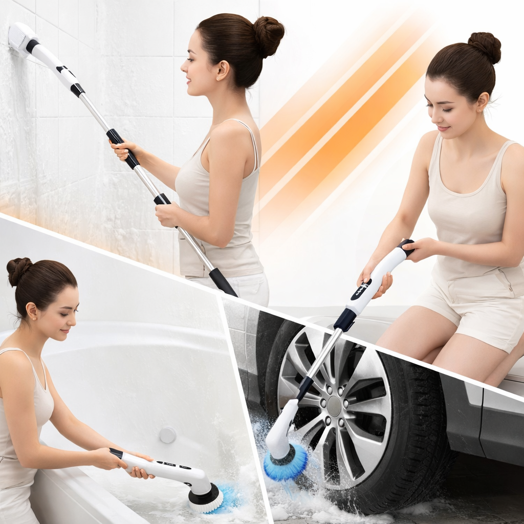 🧹 Cepillo de Limpieza Eléctrico 9 en 1 - Inalámbrico Giratorio Extensible