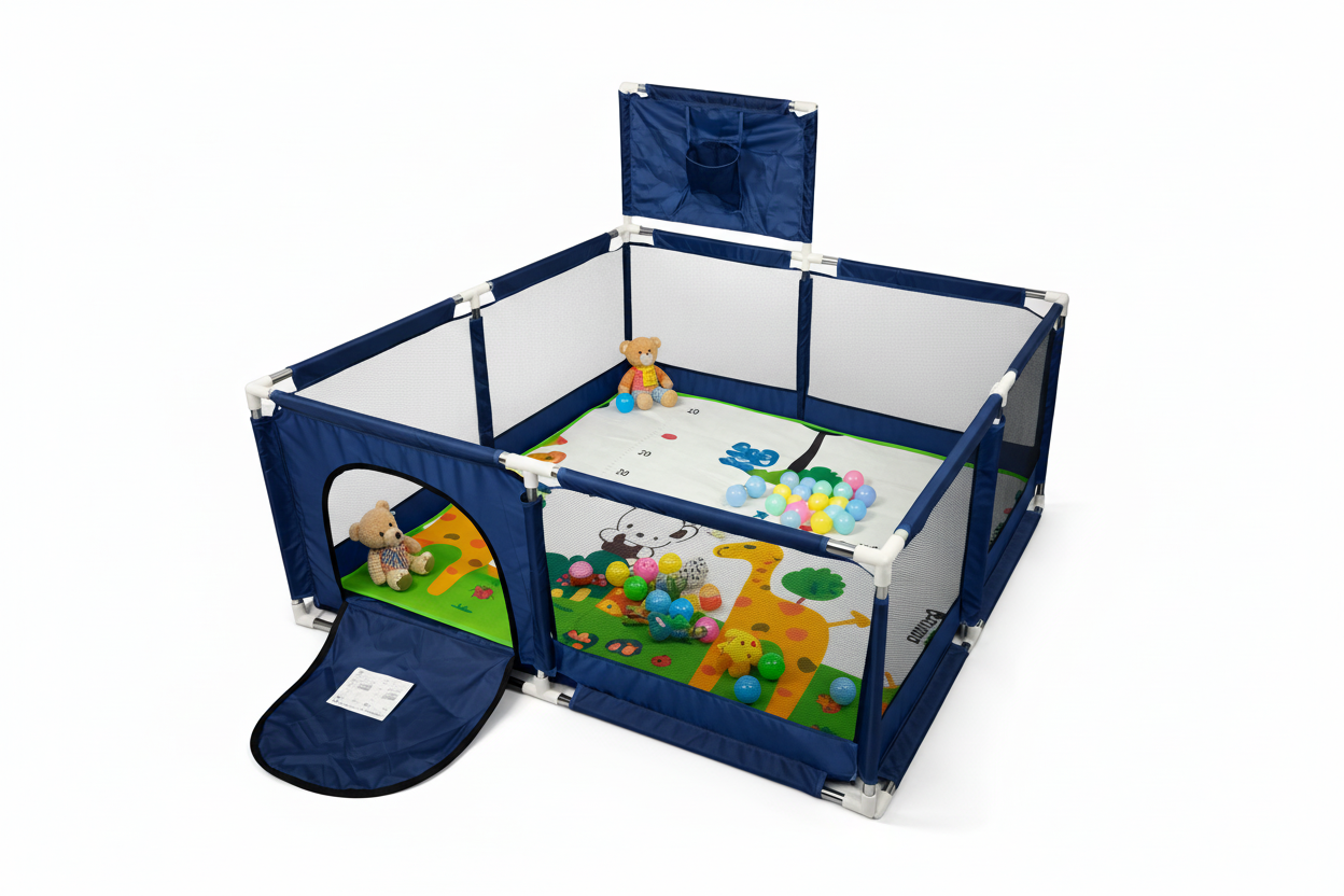 👶 Corral de Juegos Para Bebé Mediano 128x128cm - Con Tapete y 20 Pelotas