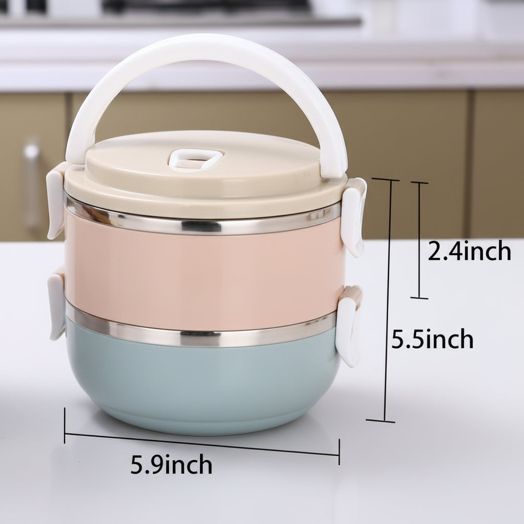 🍱 Lonchera Portacomidas 2 Niveles - Acero Inoxidable Hermética 1400ml