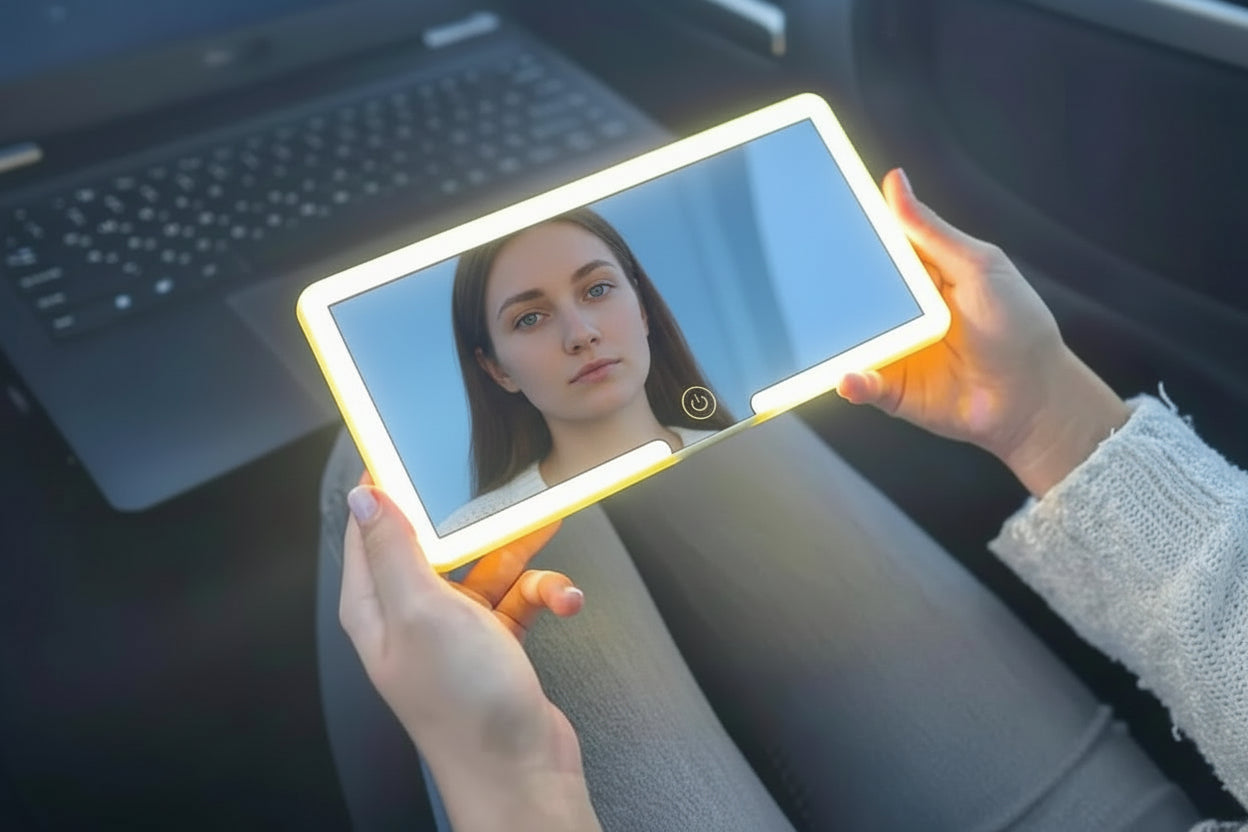 💄 Espejo Para Carro de Maquillaje con Luz LED - 3 Modos Recargable USB