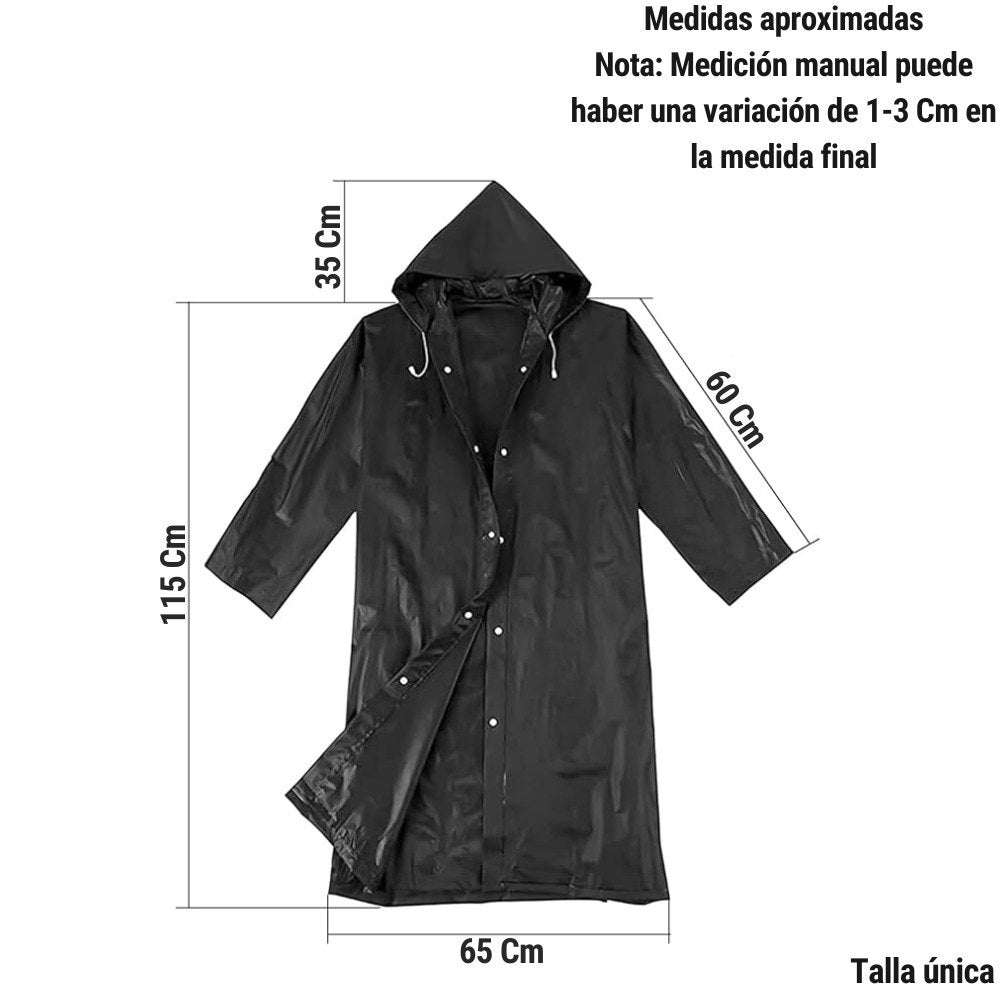 🌧️ Chaqueta Impermeable Tipo Poncho - Reutilizable con Capucha Ajustable