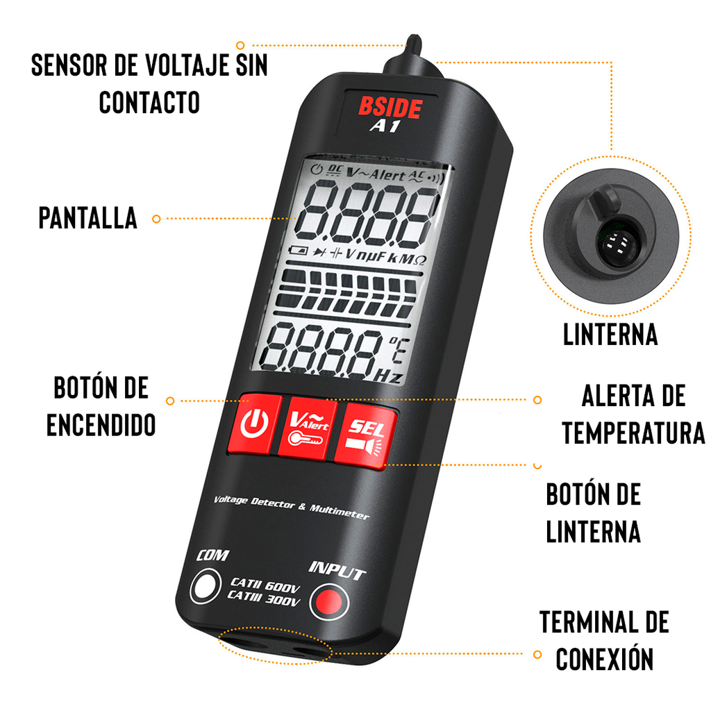 ⚡ Multímetro Digital Inteligente - Voltaje, Corriente, Resistencia