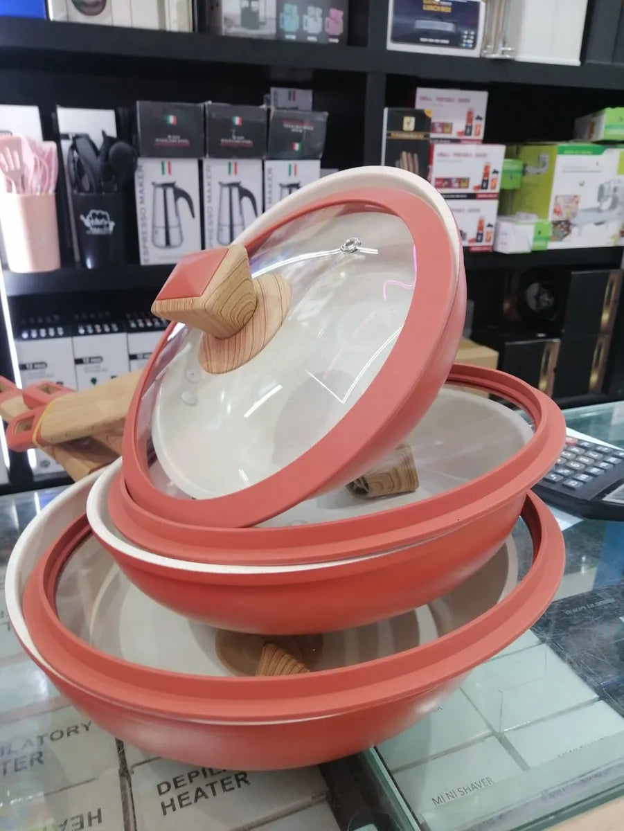 🍳 Set 3 Sartenes HomeDetail Granite - Antiadherentes con Tapas 20/24/28cm