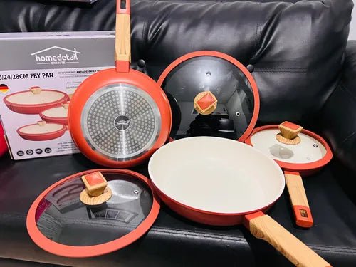 🍳 Set 3 Sartenes HomeDetail Granite - Antiadherentes con Tapas 20/24/28cm