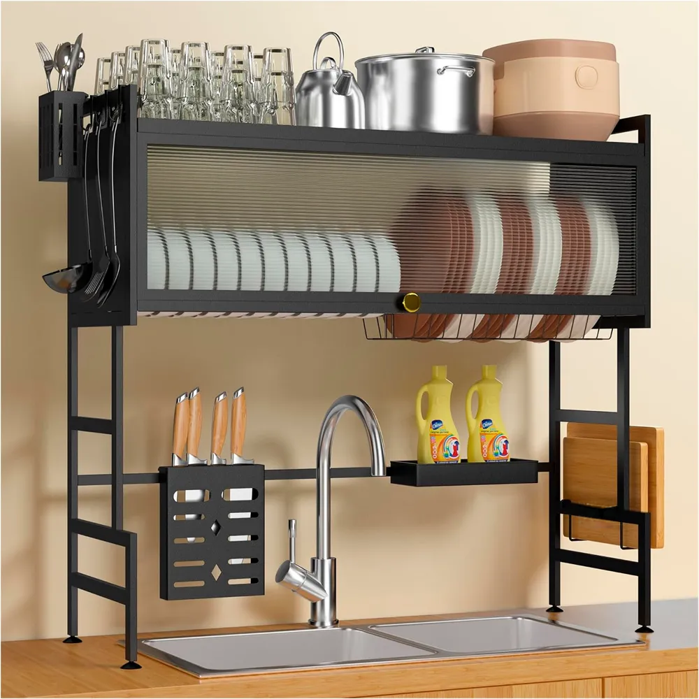 🍽️✨ Escurridor de Platos con Tapa - Organizador Cocina 65cm