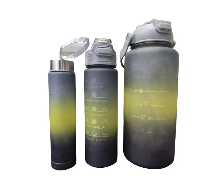 💧 Set de 3 Botellas Motivacionales 2L + 800ml + 500ml con Marcador de Tiempo ⏰